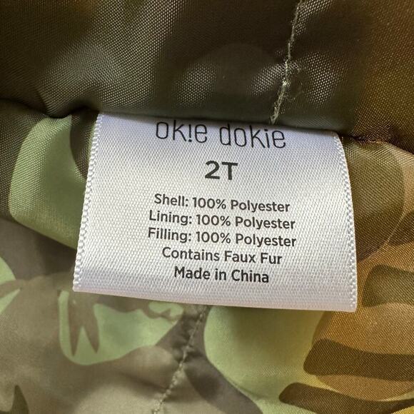 NWOT Okie Dokie Removable Hood Coat Rust/Camo 2T - Picture 7 of 7